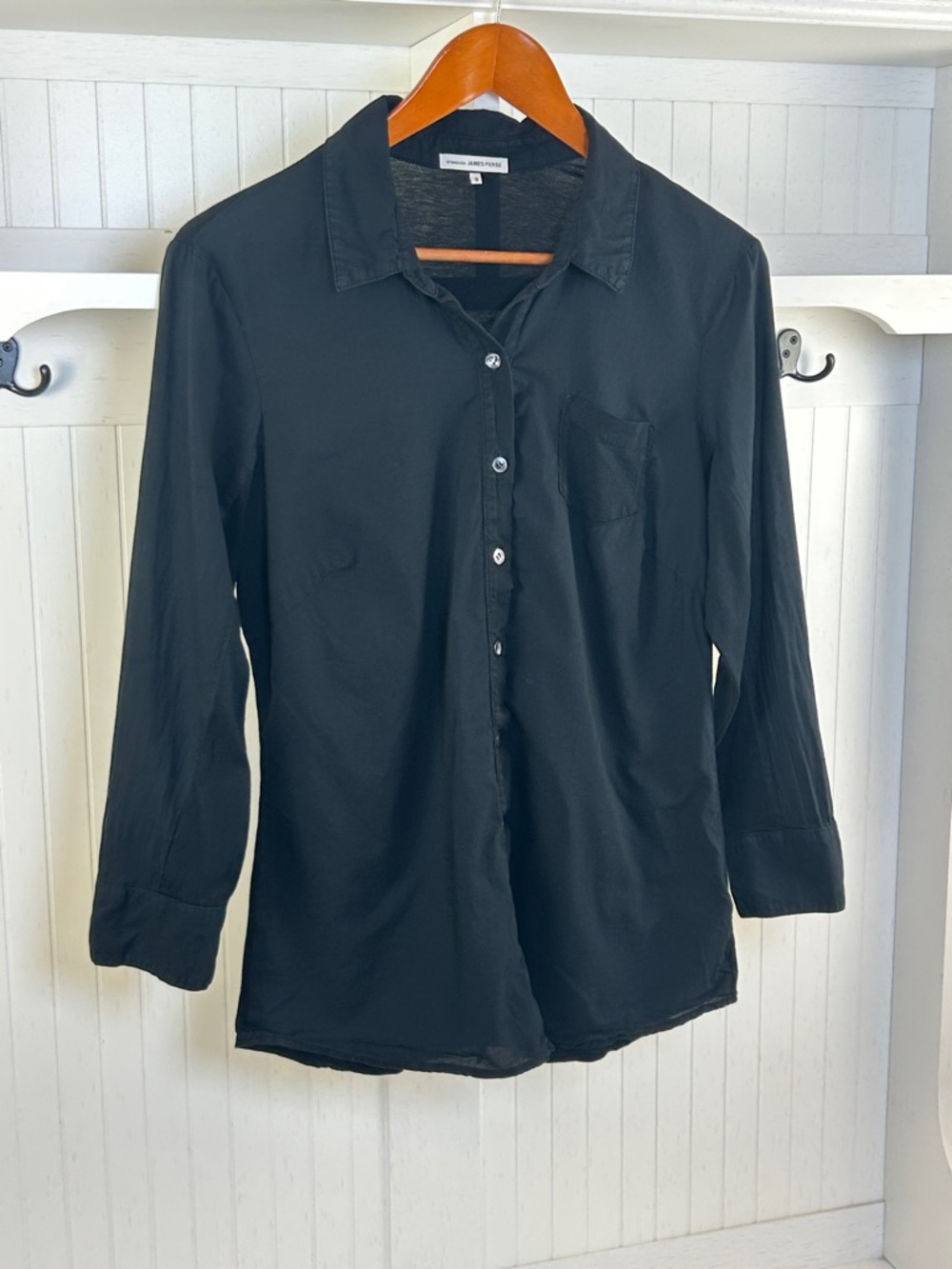 James Perse Black Cotton Button Down Shirt Size 3